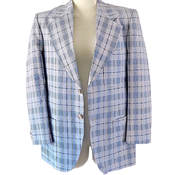 Craig Jordan Other - VINTAGE 70s blue plaid Sports Coat Blazer Suit jacket